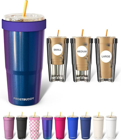 Frost Buddy Togo Buddy 30 oz Stainless Steel Vacuum Insulated Tumbler To Go Coffee Cup – Iced Coffee Cups, Iced Coffee Sleeve, Travel Mug, Thermal Cup for Hot & Cold Drinks, Dunkin Cup(Nebula Glitter)