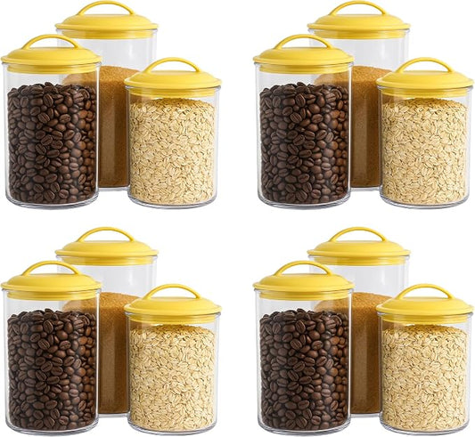 Reston Lloyd Food Storage Containers, BPA Free Airtight Canisters for Cereal, Pasta, Sugar, Coffee, Flour, Cookies, Loose Tea, for Kitchen Organization Set of 3 Lemon (Pack of 4)