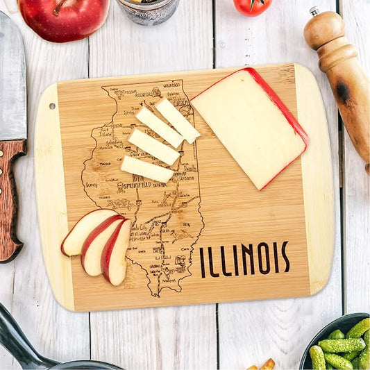 Totally Bamboo A Slice of Life Illinois State Serving and Cutting Board, 11" x 8.75"