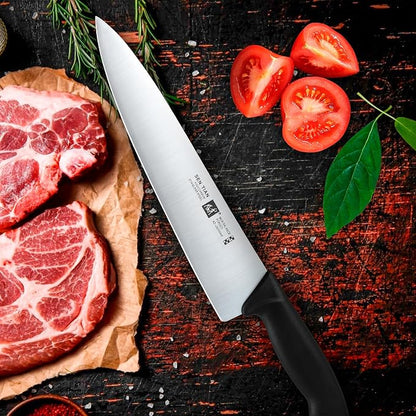 Chef Knife, Professional Kitchen Knife 10.5", Ultra Sharp High Carbon Stainless Steel Full Tang Knife with Black Ergonomic PP Handle, Japanese Chef Knife for Household and Work