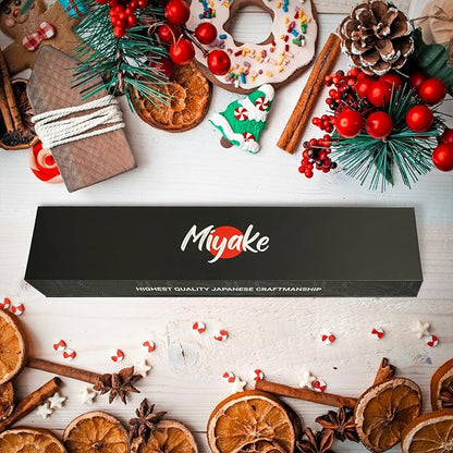 Miyake Chef Knife Santoku Knife 8.5 inch, Professional Kitchen Knife High Carbon Steel Sharp Blade with Abalone Shell Resin Handle, Gift Box Included