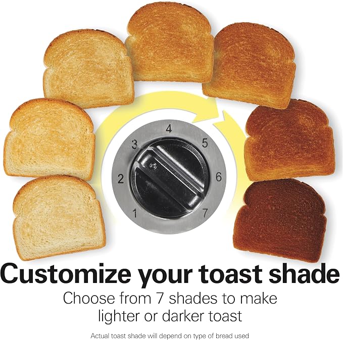 Hamilton Beach Extra Wide Long Slot 2 Slice Toaster, Browning Control With 7 Shades, Bagel Function, Cancel Button & Auto Shutoff, Modern Slim Design Fits Any Space, Black (22989)