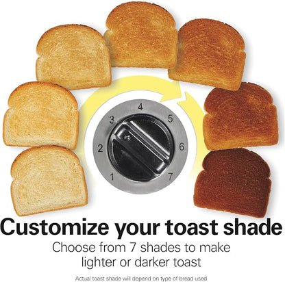 Hamilton Beach Extra Wide Long Slot 2 Slice Toaster, Browning Control With 7 Shades, Bagel Function, Cancel Button & Auto Shutoff, Modern Slim Design Fits Any Space, Black (22989)