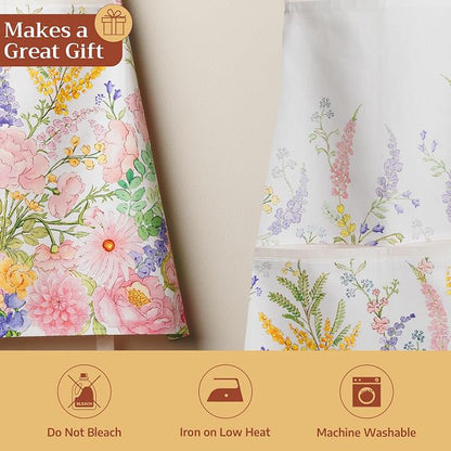 Maison d' Hermine 100% Cotton Apron for women with Pocket Kitchen Chef Apron for Men Cooking Spring Summer