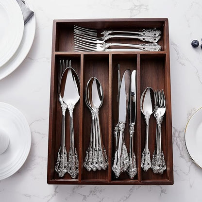 KEAWELL Luxury 20 Pieces 18/10 Stainless Steel Flatware set, Service for 4, silver plated with gold accents, Fine Silverware set and Dishwasher Safe (Silver)