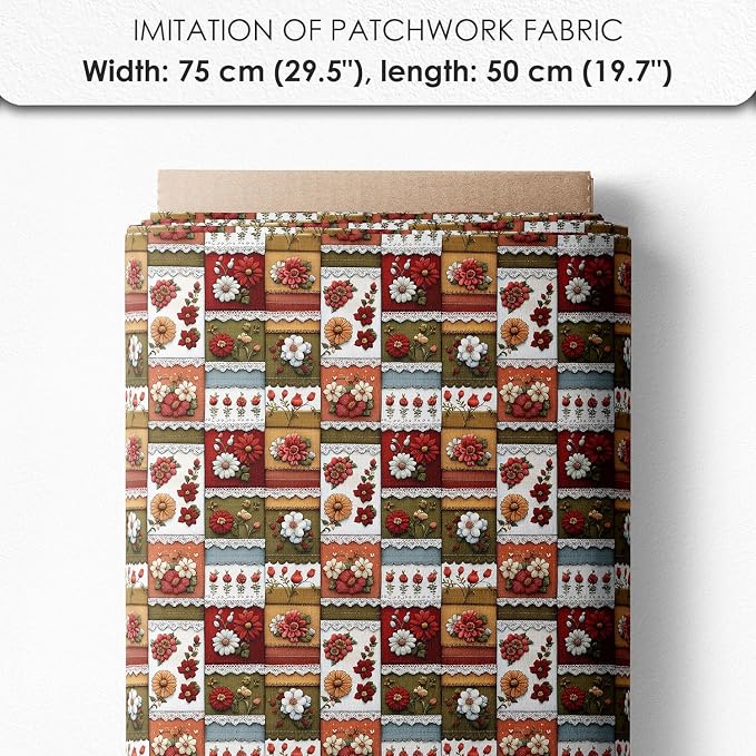 Matryoshka Patchwork Quilting Fabric Panel – 6× (10×10 inch) Blocks + Bonus Patchwork Sheet 29.5×19.6 inch, 100% Cotton 140 GSM, Floral Russian Doll Theme