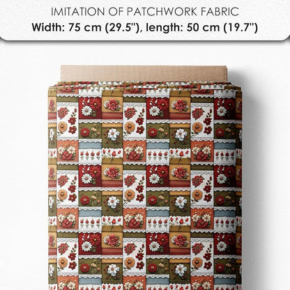 Matryoshka Patchwork Quilting Fabric Panel – 6× (10×10 inch) Blocks + Bonus Patchwork Sheet 29.5×19.6 inch, 100% Cotton 140 GSM, Floral Russian Doll Theme