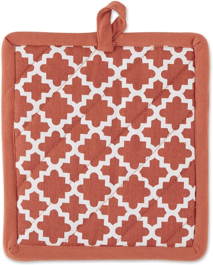 DII Lattice Basics Collection Kitchen Essentials, Oven Mitt & Potholder Set, Vintage Red, 2, Piece