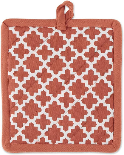 DII Lattice Basics Collection Kitchen Essentials, Oven Mitt & Potholder Set, Vintage Red, 2, Piece