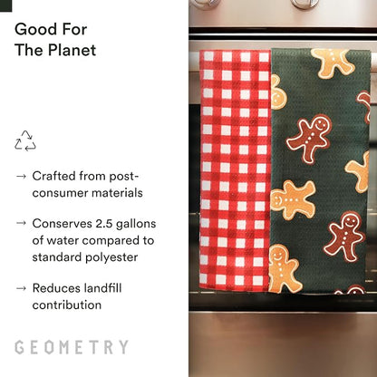 GEOMETRY Bar Towels for Kitchen Premium Towels for Cleaning Dishes & Glassware - Absorbent & Fast Drying Kitchen Towels - Pine, 12" x 14" - 1-Piece