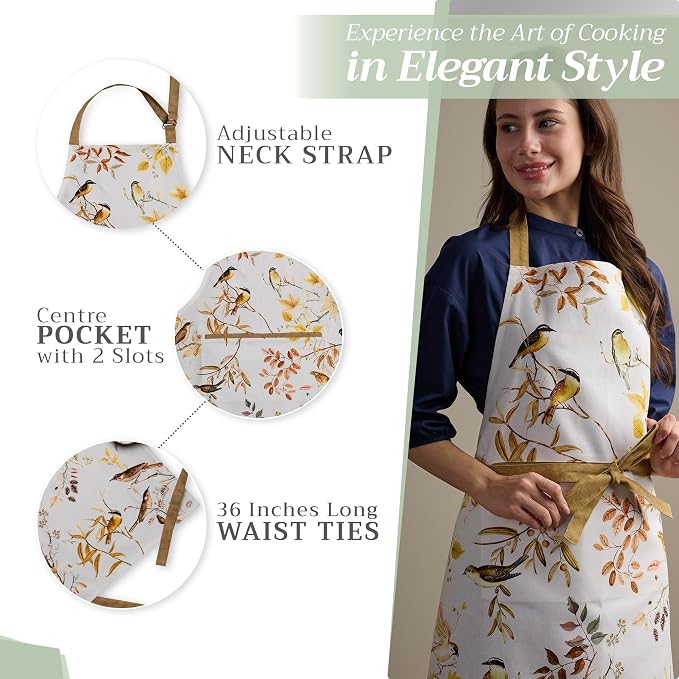 Maison d' Hermine 100% Cotton Apron for women with Pocket Kitchen Chef Apron for Men Cooking Spring Summer