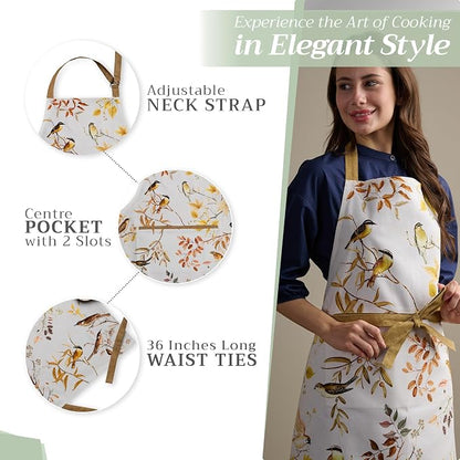 Maison d' Hermine 100% Cotton Apron for women with Pocket Kitchen Chef Apron for Men Cooking Spring Summer