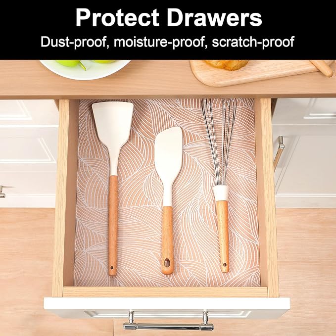 Cooyes Shelf Liners for Kitchen Cabinets, Refrigerator Liners Waterproof & Oil-Proof Kitchen Cupboard Liner Drawer Mats EVA Material Non Adhesive Fridge Liner for Shelves（23.6" W x 118" L）