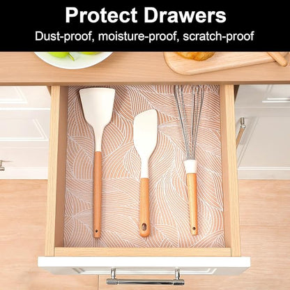 Cooyes Shelf Liner Drawer Liners, Shelf Liners for Kitchen Cabinets, Non Adhesive Cabinet Liner, EVA Waterproof Non-Slip Refrigerator Liners for Kitchen, Drawer