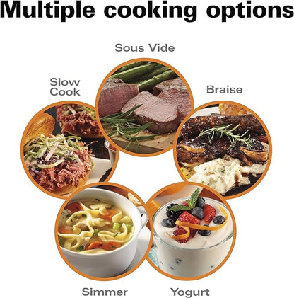 Hamilton Beach Portable 6 Quart Set & Forget Digital Programmable Slow Cooker with Lid Lock, Temperature Probe, Dishwasher Safe Crock & Lid, Black Stainless (33866)