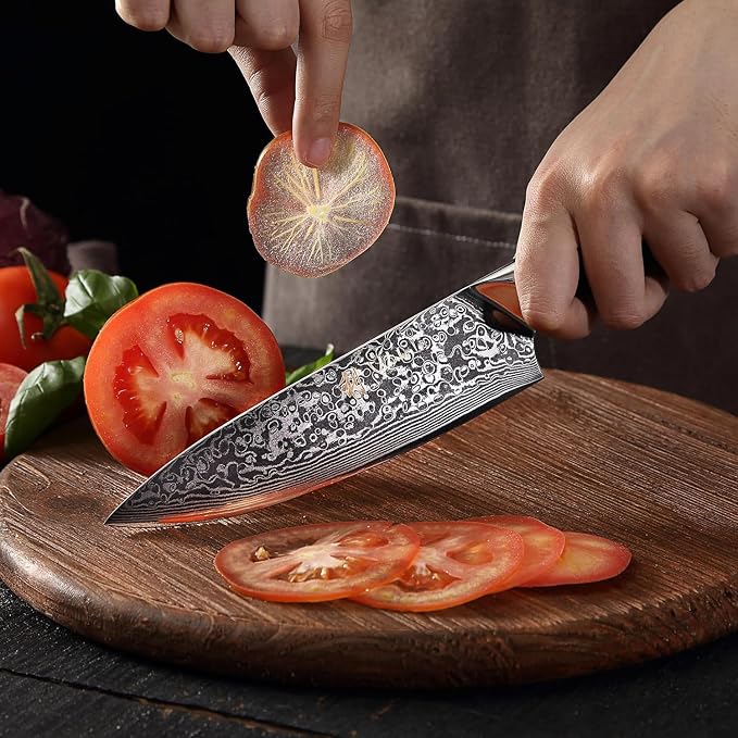 Wakoli Elite Cuisine Knife Block Set – 5-Piece Professional Damascus Kitchen Knife Set with Magnetic Block, G10 Handles & VG10 Core in Elegant Gift Box