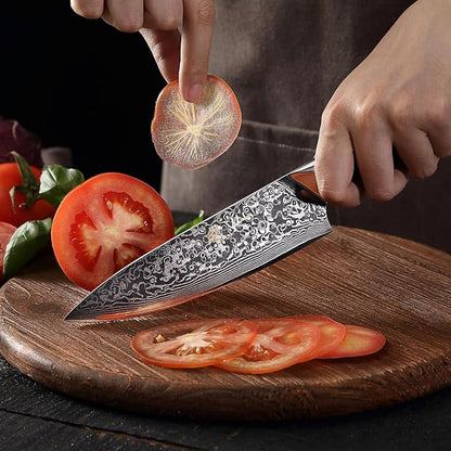 Wakoli Elite Cuisine Knife Block Set – 5-Piece Professional Damascus Kitchen Knife Set with Magnetic Block, G10 Handles & VG10 Core in Elegant Gift Box