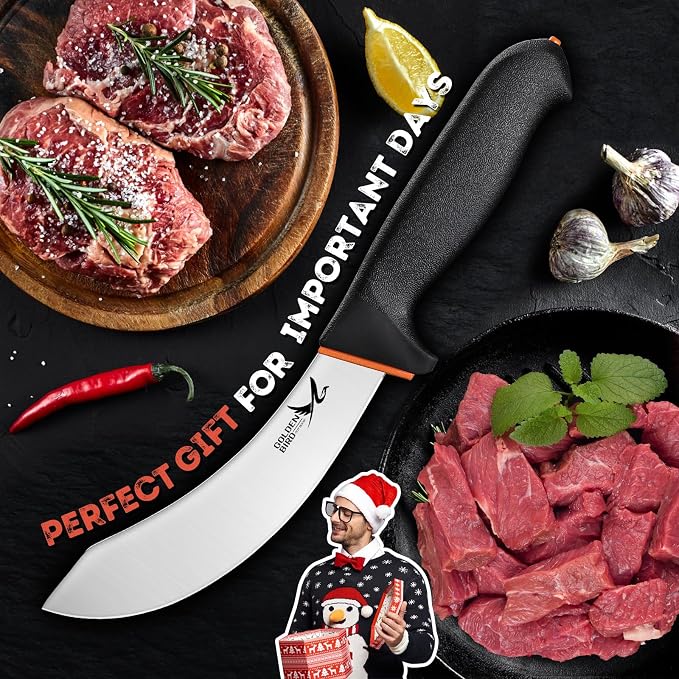 Golden Bird Professional Skinning Knife - 6 Inch Stainless Steel Meat Butcher, Multifunction Kitchen Knife, Meat Cutting Knives for Slaughter House