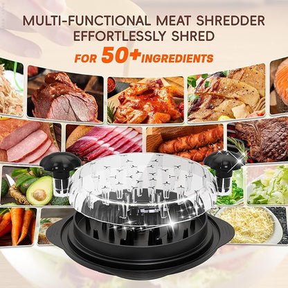 XL 11" Chicken Shredder, Large Pro Meat Shredder Tool Twist with Ergonomic Handle, Strong Non-Slip Base, Dishwasher Safe, Kitchen Chicken Grinder for Ground Food, Vegetables, Black
