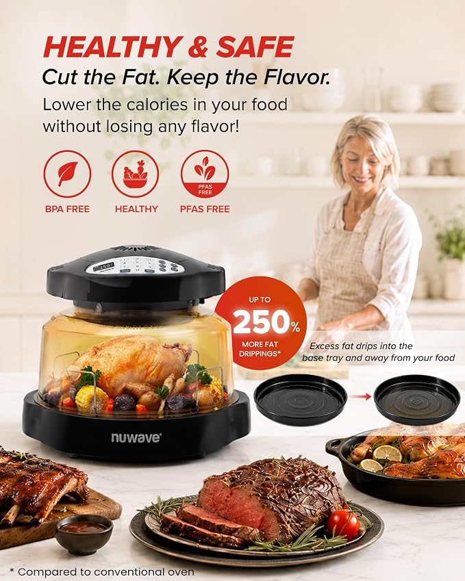 Nuwave Pro Plus 2 Air Fryer Oven, Infrared Countertop Convection, No Defrost No Preheat, Triple Combo Heating, 10-in-1 Multicooker, PFAS & BPA Free, 10LB Capacity, Dishwasher Safe Parts, 20660V03