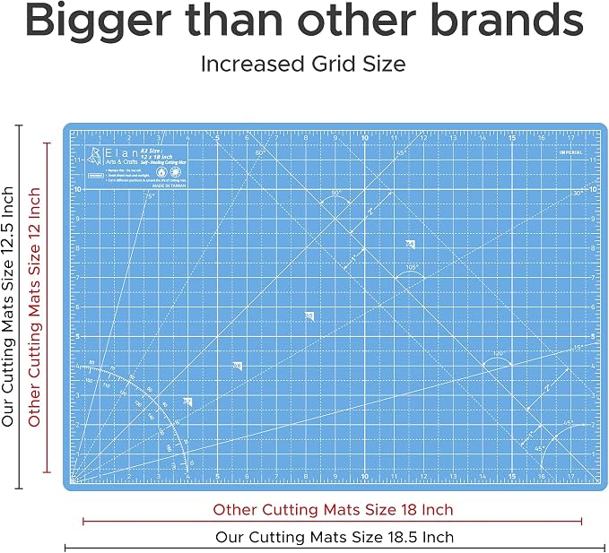 Elan Cutting Mat A3 Blue, Self Healing Cutting Mat 12x18 Inch, 5-Ply Craft Board Blue, Hobby Board for Crafts 12x18 Inch