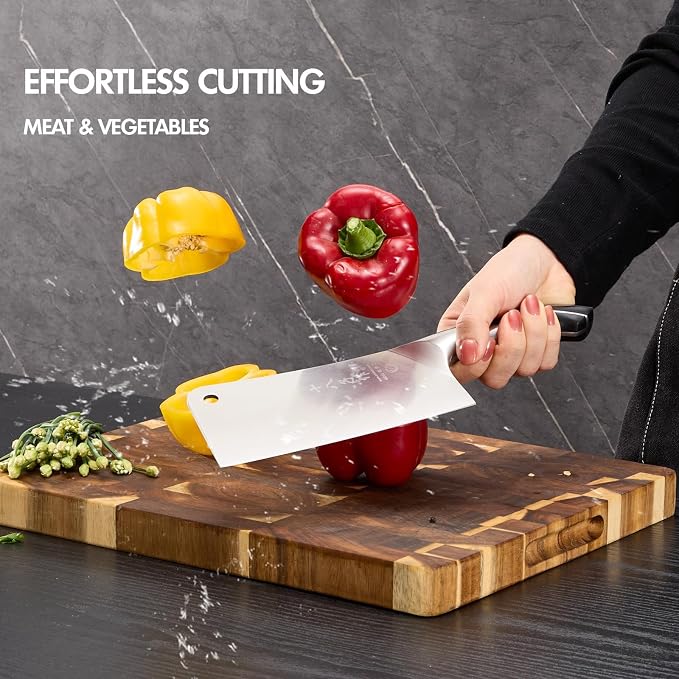 SHI BA ZI ZUO 2 Pieces Professional Kitchen Knife Set,Butcher Knife and Chef Knife Kitchen Knife Set for Cutting Bones,Vegetables and Meat