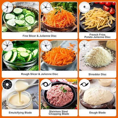 Homtone 16 Cup Food Processor Large, 9-in-1 for Home Kneading, Chopping, French Fries