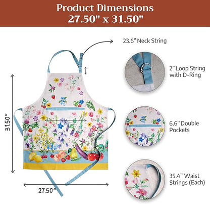 Maison d' Hermine 100% Cotton Apron for women with Pocket Kitchen Chef Apron for Men Cooking Spring Summer