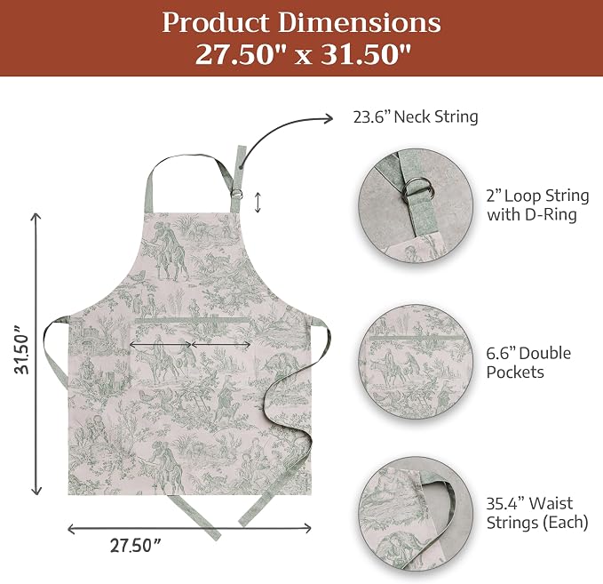Maison d' Hermine 100% Cotton Apron for women with Pocket Kitchen Chef Apron for Men Cooking Spring Summer
