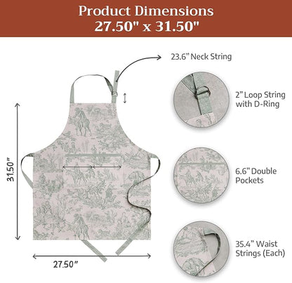 Maison d' Hermine 100% Cotton Apron for women with Pocket Kitchen Chef Apron for Men Cooking Spring Summer