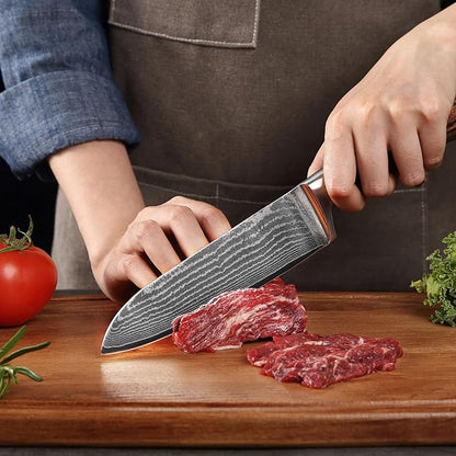 Wakoli EDIB 2-Piece Damascus Kitchen Knife Set – Santoku & Small Santoku with VG10 Core made of 67-Layer Damascus Steel Blades – Professional Chef Knives with Ergonomic Pakkawood Handles in Gift Box