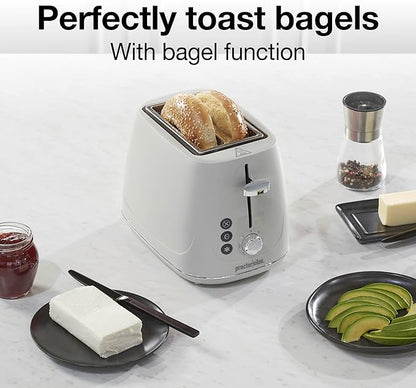 Proctor Silex Plastic 2 Slice Toaster, Bagel, Defrost & Cancel Buttons, Browning Control With 7 Shades, Auto Shutoff, Slide-Out Crumb Tray, Oat White (22660)