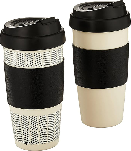 Copco 5237160 Reusable, Insulated Double Wall Travel Mugs 16-ounce White/Black, 2 Count (Pack of 6)