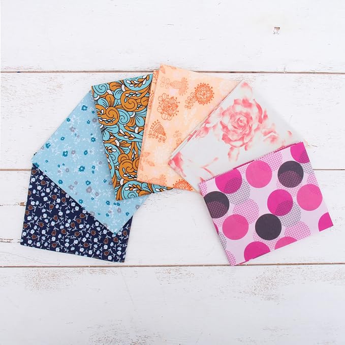 Threadart 6 Fat Quarter Bundles - Variety Prints 100% Cotton Fabric - Premium 100% Cotton Quilting Fabric - No Duplicates - Full Size Fat Quarters 18"x21"