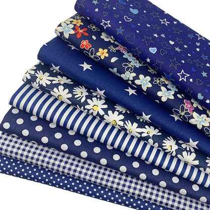 aufodata 8 Pieces 19.6" x 19.6" (50cm x 50cm) Cotton Fabric Squares Quilting Patchwork Floral Pattern Precut Fabric for DIY Quilting Sewing Crafting Artcraft (Navy Blue)