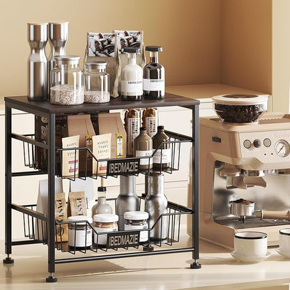 Metal Storage Organizer with Drawers,Fruit Basket for Kitchen,3 Tier Organizer Used for Wardrobe,Office,Storage,Bathroom,Bedroom,Adjustable Feet,Easy Assembly (Black)