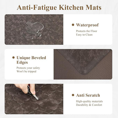 HEBE Kitchen Mat Cushioned Anti Fatigue Comfort Floor Mat Oversized 20"x60" Waterproof Non Slip Kitchen Rug Runner Laundry Room Rug Floor Carpet Heavy Duty Comfort Standing Mat Pads, Brown