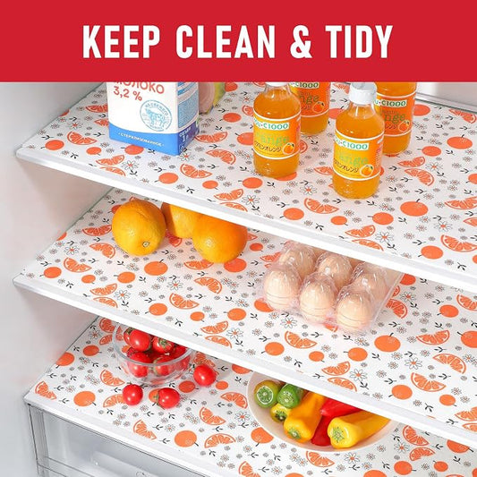Cooyes Shelf Liners, 2-in-1 Non-Slip Fridge Mats, Absorb Excess Moisture, No-BPA Multiple Sizes for Glass Shelves, Kitchen Cabinets, Drawers (17.7 W x 24 L Inches, Dasiy-12 Pack)