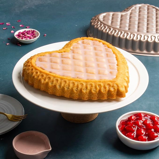 Nordic Ware Formed Quilted Heart Pan, 9 Cup, Golden Hour