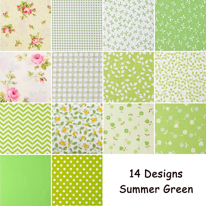 Nodsaw Charm Packs for Quilting 5 inch - 42 5" Charm Squares for Quilting - Green Print Cotton Fabric Quilt Squares 5x5 for Sewing, Patchwork, and DIY Crafts - Green