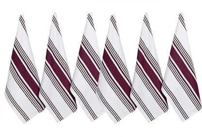 Urban Villa Kitchen Towels 100% Cotton Dish Towels for Kitchen (Set of 6) 20”x30” Dish Cloths Highly Absorbent Kitchen Linen Set with Hanging Loop Perfect for Drying Dishes Cleaning Towels-Wine White