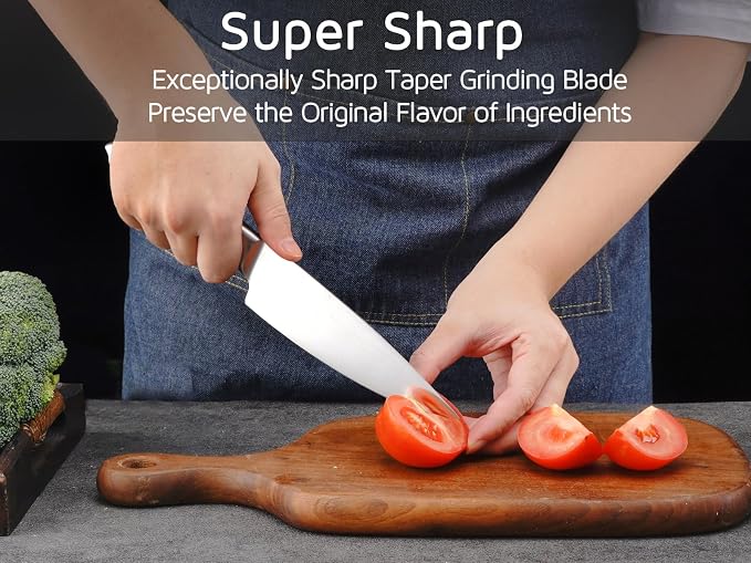 WELLSTAR Chef Knife, 6 Inch Kitchen Chef’s Knife Sharp High Carbon Stainless Steel Cooking Knife for Meat Sushi Vegetable Fruit Cutting Slicing Dicing, Useful Kitchen Gadget