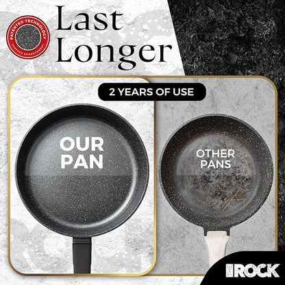 THE ROCK SOHO 4 Qt Nonstick Deep Frying Pan Skillet with Glass Lid, 11 Inch Large Deep Frying Pan, Non Stick Saute Pan – Stay-cool Handle, Induction Compatible, Oven & Dishwasher Safe, Black