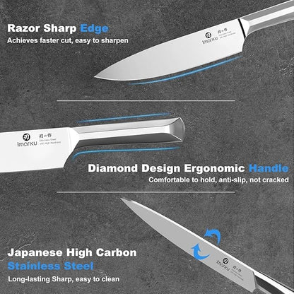 imarku Knife Set, 16PCS High Carbon Stainless Steel Kitchen Knife Set with Block Ultra Sharp Knife Block Set, Japanese Knife Set with Dotted Non-slip Ergonomic Handle, Best Gifts