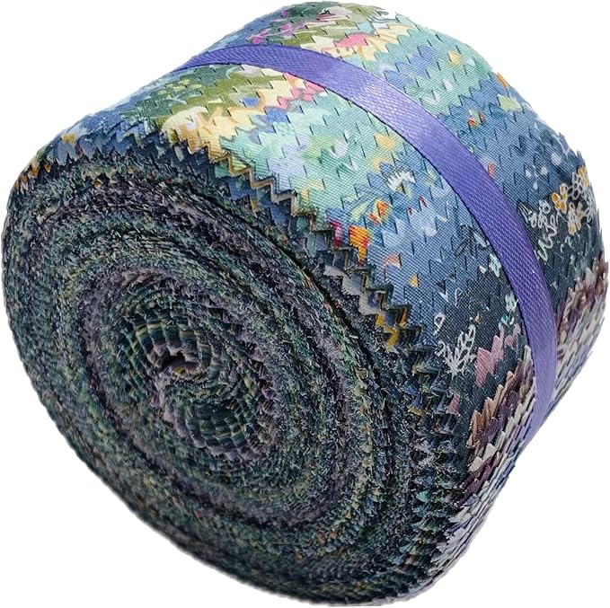 40 Strip Jelly Roll Fabric Strips for Sewing, 100% Cotton Fabric for Quilting Crafting, Precut Bundles, Patchwork Precut Quilt Squares-2.5" x 44" Tranquil