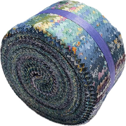 40 Strip Jelly Roll Fabric Strips for Sewing, 100% Cotton Fabric for Quilting Crafting, Precut Bundles, Patchwork Precut Quilt Squares-2.5" x 44" Tranquil