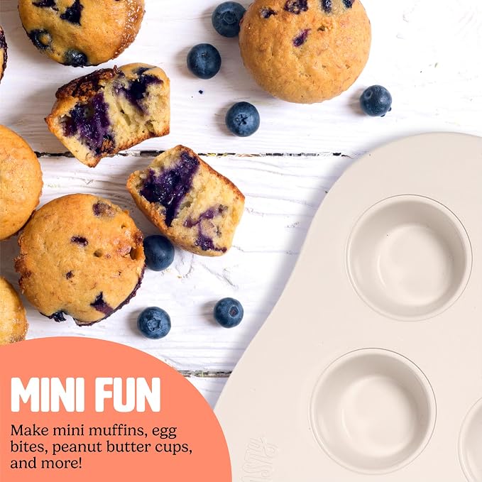 Tasty Clean Ceramic 24-Cup Mini Muffin Pan, Durable Aluminized Steel for Professional Results, Clean Ceramic Nonstick Coating, Oven Safe to 425°F, Dishwasher Safe, Aqua