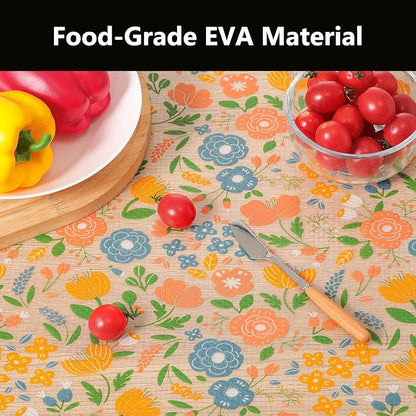 INNOLITES Shelf Liner for Kitchen Cabinets, Non-Adhesive Drawer Liner, Waterproof Washable EVA Floral Pattern, Protect Dresser Cupboard Refrigerator Shelves (Honey Coral Blue, 23.6" x 240")