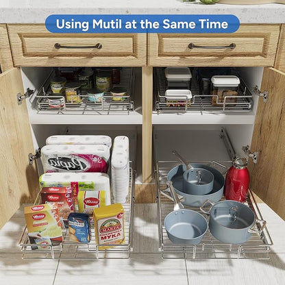 ROOMTEC Pull Out Cabinet Organizer, Pull Out Shelves 5½" W x 21½" D, Heavy Duty Cabinet Drawers Slide Out Kitchen Organizers Storage Shelf