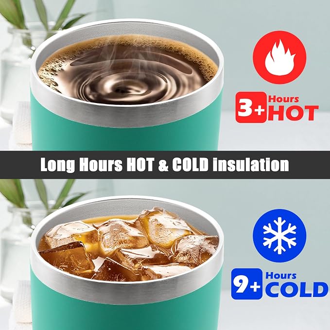 20 oz Tumbler Coffee Travel Tumblers Bulk with Lid Stainless Steel Double Wall Vacuum Insulated Mug Powder Coated Cups fit Car Cupholder for Hot and Cold - Light Blue, 1Pack